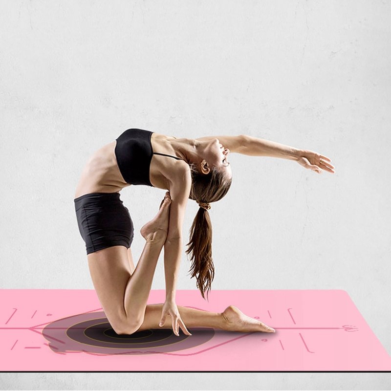 Blushing Yoga Mat with Line Position for Everyday Yoga Fitness Training