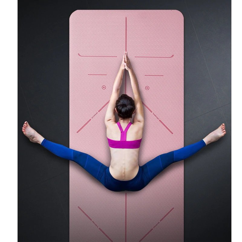 Blushing Yoga Mat with Line Position for Everyday Yoga Fitness