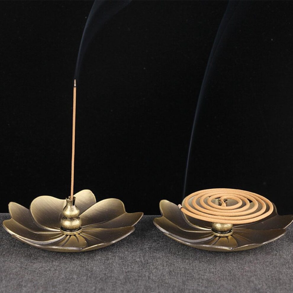 Bronze Alloy Lotus Censer Flower Shaped Plate Incense Burner Holder