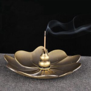 Bronze Alloy Lotus Censer Flower Shaped Plate Incense Burner Holder - Incense & Incense Burners - Chakra Galaxy