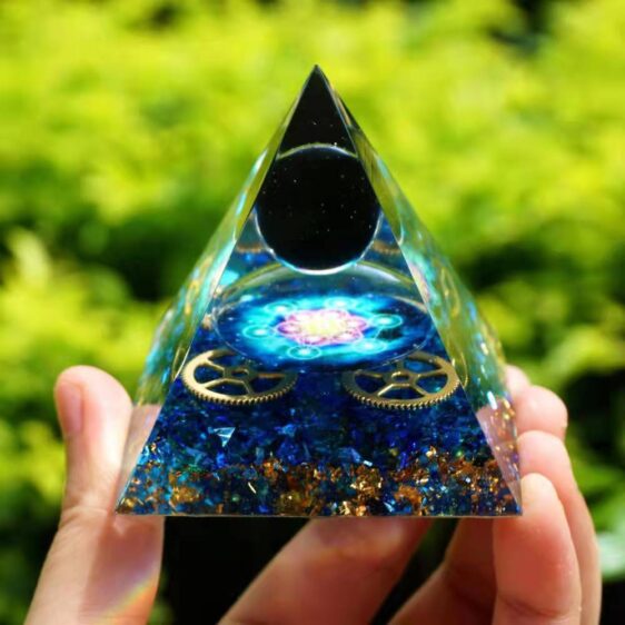 Geometric Blue Crystal Healing Chakra Pyramid