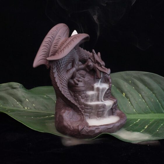 Ceramic Backflow Mystical Mountain Dragon Incense Burner Holder - Incense & Incense Burners - Chakra Galaxy