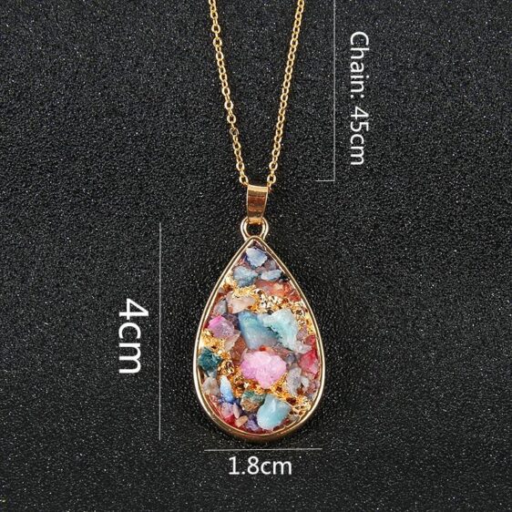 Colorful Pendulum Reiki Chakra Necklace Druzy Natural Crystals - Chakra Necklace - Chakra Galaxy