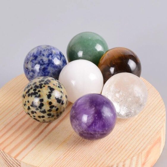 Crystal Ball Set 7 PCS 25MM Sphere Amethyst Chakra Home Ornament - Chakra Stones - Chakra Galaxy
