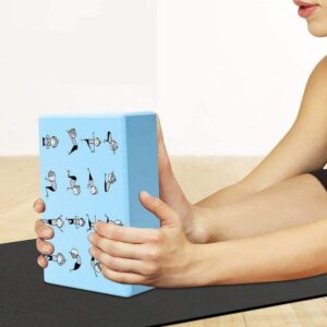 Cute Different Yoga Poses Pattern Blue EVA Yoga Pilates Block - Yoga Blocks - Chakra Galaxy