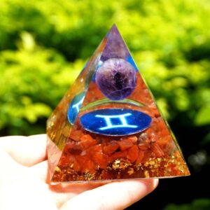 Gemini Zodiac Sign Healing Gravel Chakra Pyramid
