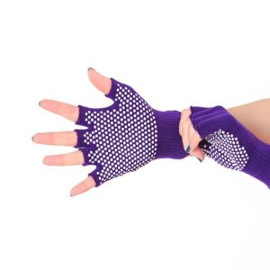Dazzling Electric Purple with White Silica Gels Cotton Yoga Gloves - Yoga Gloves - Chakra Galaxy