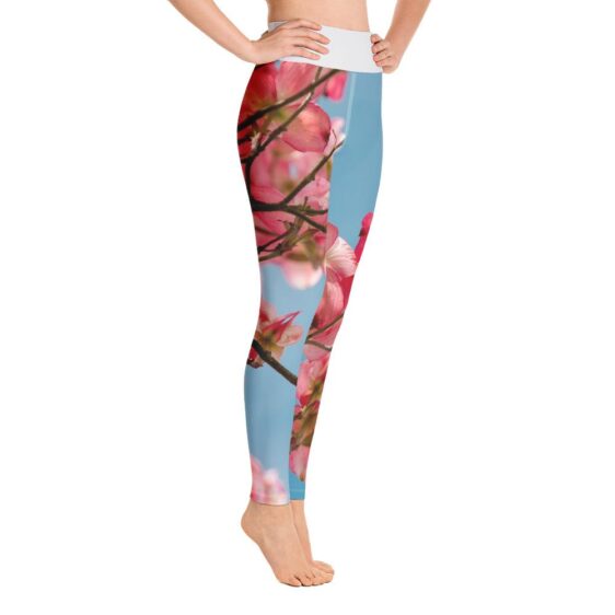 Detailed High Waist Blooming Cherry Blossoms Yoga Pants Leggings - Yoga Leggings - Chakra Galaxy