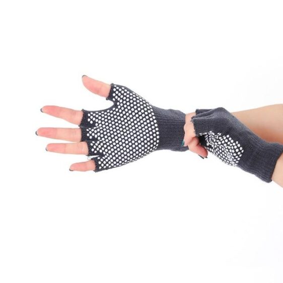 Dexterous Dark Gray with White Silica Gels Cotton Yoga Gloves - Yoga Gloves - Chakra Galaxy