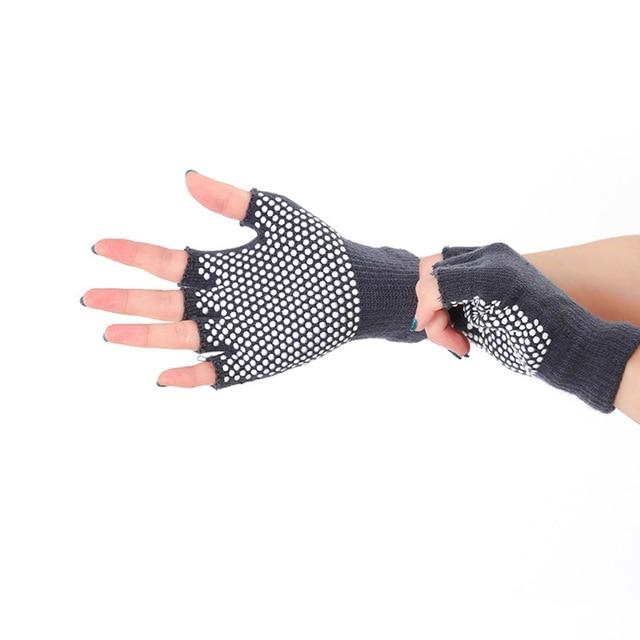 Dexterous Dark Gray with White Silica Gels Cotton Yoga Gloves