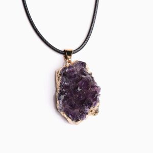 Druzy Irregular Amethyst Crystal Pendant Rope Chain Necklace - Pendants - Chakra Galaxy