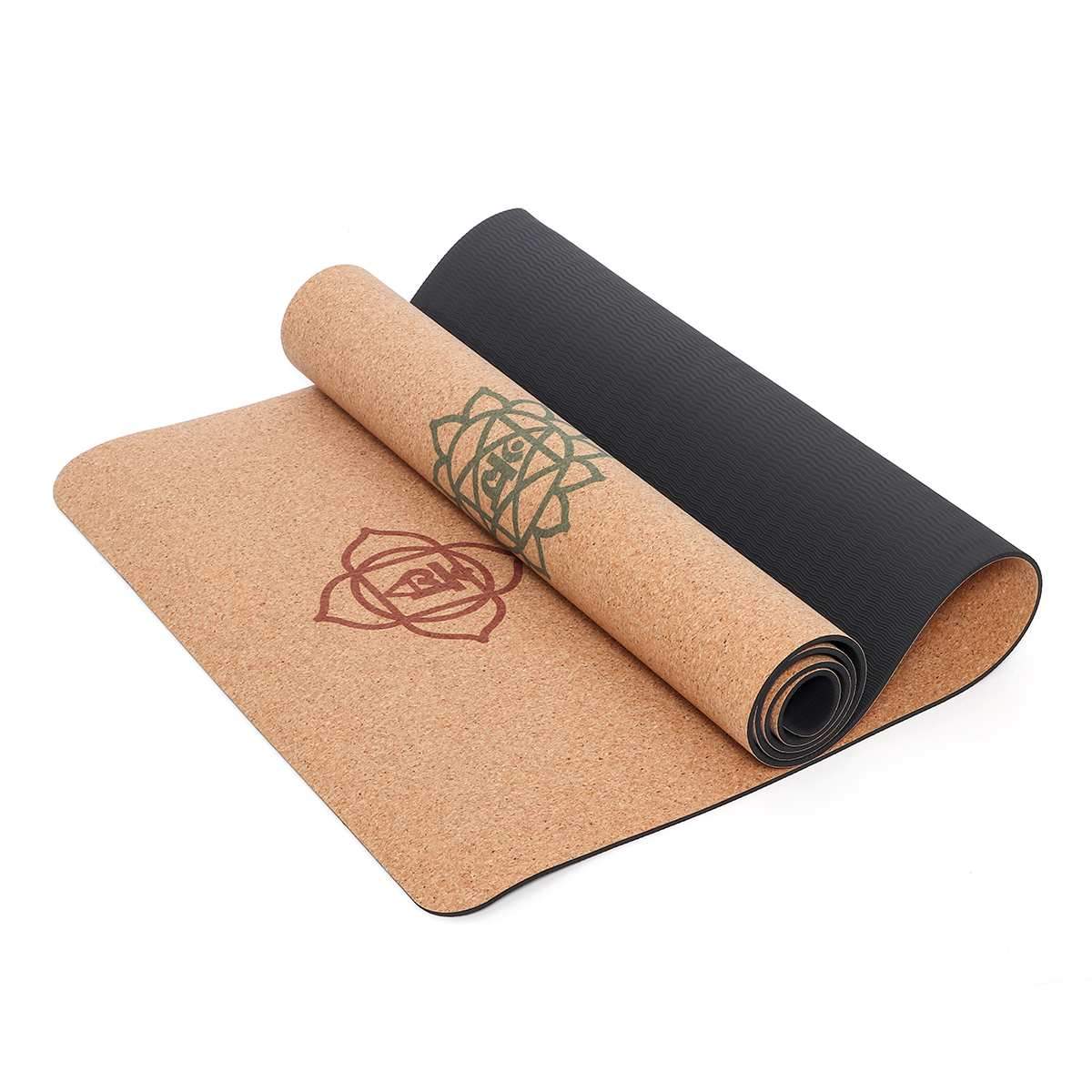 Chakras Cork Yoga Mat (High Grip & Anti Slip ,Free Carrying Strap