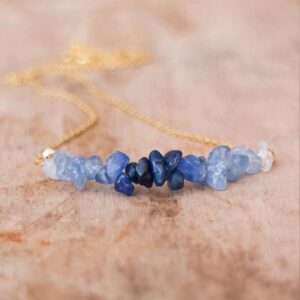 Elegant Blue Ombre Sapphire Raw Gemstone Choker Necklace - Pendants - Chakra Galaxy