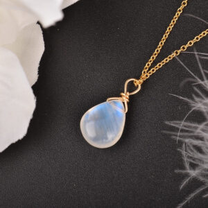 Elegant Moonstone Waterdrop Pendant Gold Chain Necklace - Pendants - Chakra Galaxy