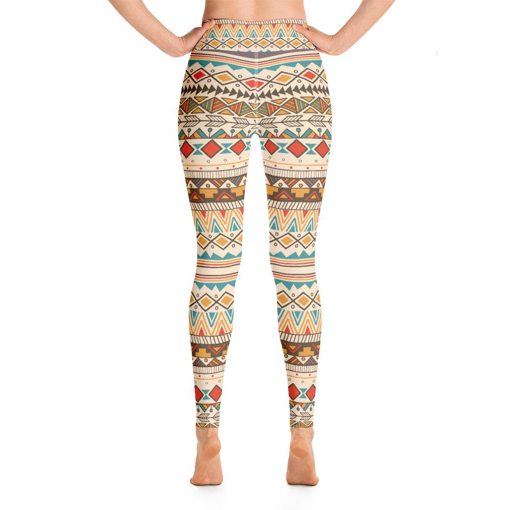 Lauw de wind is sterk Stal Ethnic Boho Style High Waist Pattern Yoga Pants Leggings - Chakra Galaxy