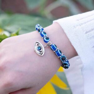Evil Eye Beads With Third Eye Pendant Protection Charm Bracelet - Charm Bracelets - Chakra Galaxy