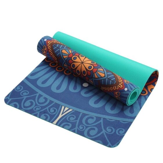 Fashionable Blue Flower Mandala Yoga Mat for Travel and Relaxation - Yoga Mats - Chakra Galaxy
