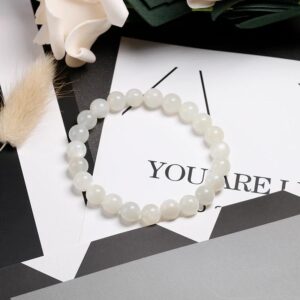 Fashionable White Moonstone Bracelet 10mm Beads Chakra Stone Bracelet - Charm Bracelet - Chakra Galaxy