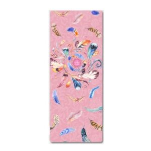 Feather Printed Rose Pink Sustainable Yoga Mat for Ashtanga Yoga Suede + TPE - Yoga Mats - Chakra Galaxy
