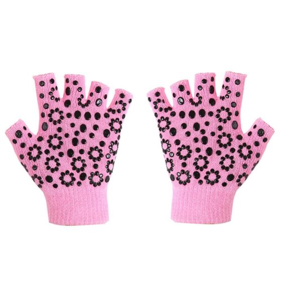 Fuchsia Pink with Jet Black Silica Gels Yoga Wrist Support Gloves - Yoga Gloves - Chakra Galaxy