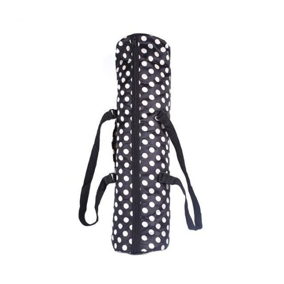 Full-Zip Black And White Polka Dots Print Nylon Yoga Mat Bag - Yoga Mat Bags - Chakra Galaxy