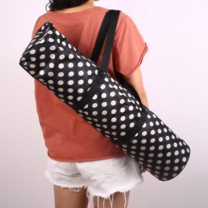 Full-Zip Black And White Polka Dots Print Nylon Yoga Mat Bag - Yoga Mat Bags - Chakra Galaxy