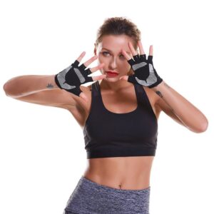 Futuristic Midnight Black Yoga Workout Gloves for Ashtanga Yoga - Yoga Gloves - Chakra Galaxy