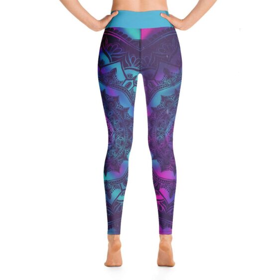 Galaxy Blue & Purple Mandala High Waist Yoga Pants Leggings - Yoga Leggings - Chakra Galaxy