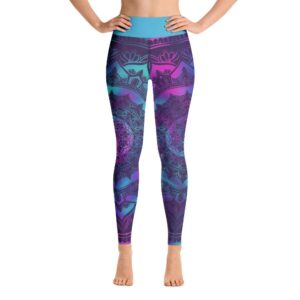 Galaxy Blue & Purple Mandala High Waist Yoga Pants Leggings - Yoga Leggings - Chakra Galaxy