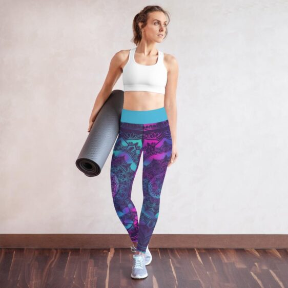 Galaxy Blue & Purple Mandala High Waist Yoga Pants Leggings - Yoga Leggings - Chakra Galaxy