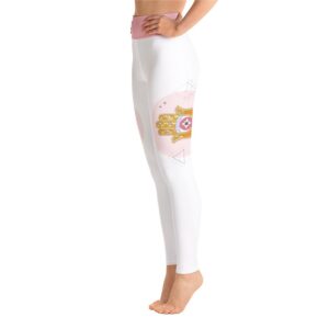 Geometric Hamsa Hand High Waist Leggings White Yoga Pants - Yoga Leggings - Chakra Galaxy