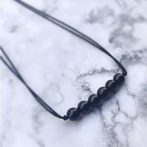 Gothic Real Black Obsidian Energy Beads Choker Necklace - Pendants - Chakra Galaxy