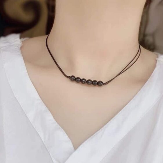 Gothic Real Black Obsidian Energy Beads Choker Necklace - Pendants - Chakra Galaxy