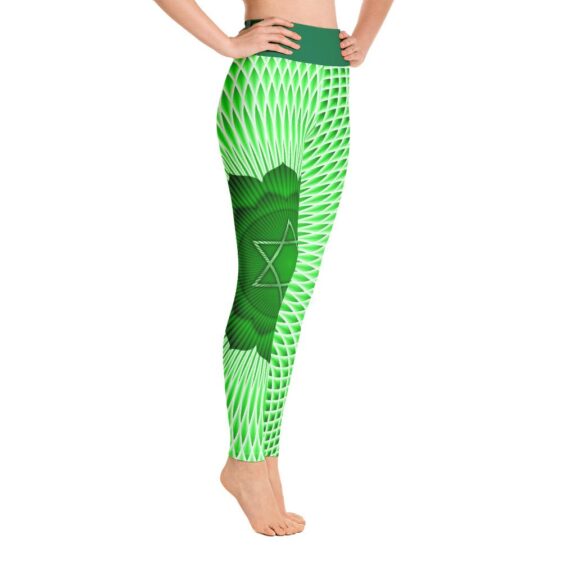 Green Anahata Leggings Heart Chakra High Waist Yoga Pants - Yoga Leggings - Chakra Galaxy