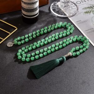 Green Aventurine 108 Japamala Knotted Beads Meditation Necklace - Pendants - Chakra Galaxy