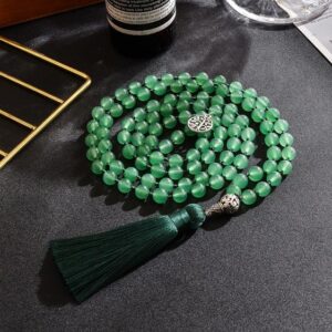 Green Aventurine 108 Japamala Knotted Beads Meditation Necklace - Pendants - Chakra Galaxy