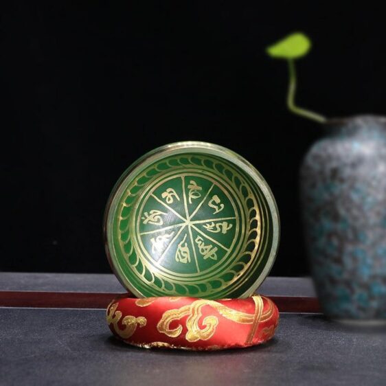 Hand Hammered Green Copper Tibetan Buddhist Chakra Singing Bowl - Singing Bowl - Chakra Galaxy