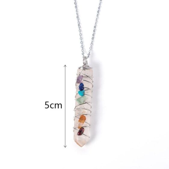 Handmade Reiki 7 Chakra Necklace Healing Crystal Quartz Pendant - Chakra Necklace - Chakra Galaxy