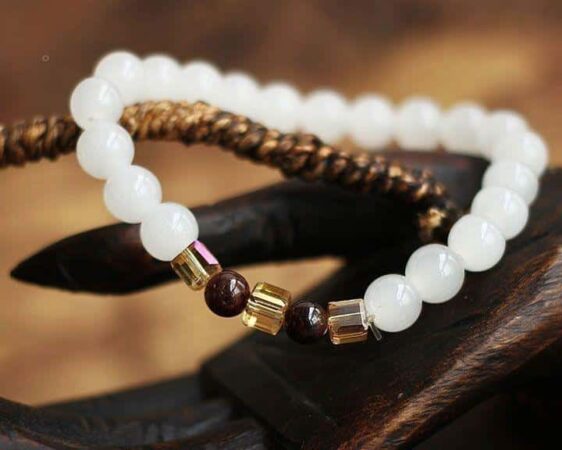 High-Quality Natural Garnet White Chalcedony Chakra Bracelet 7MM Beads - Charm Bracelets - Chakra Galaxy
