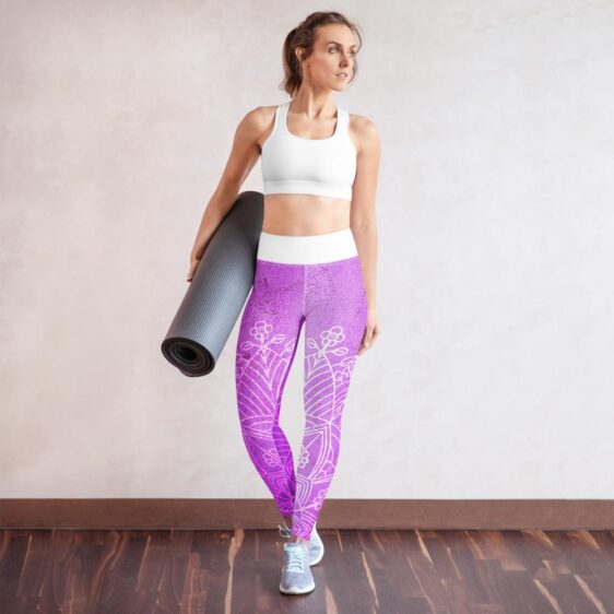 High Waist Pink Purple Mandala Yoga Pants Leggings - Yoga Leggings - Chakra Galaxy