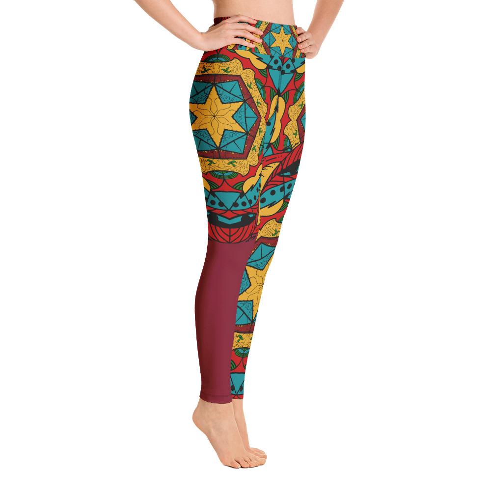 High Waist Red Artistic Mandala Design Yoga Pants Leggings