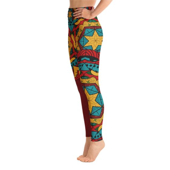 High Waist Red Artistic Mandala Design Yoga Pants Leggings - Yoga Leggings - Chakra Galaxy