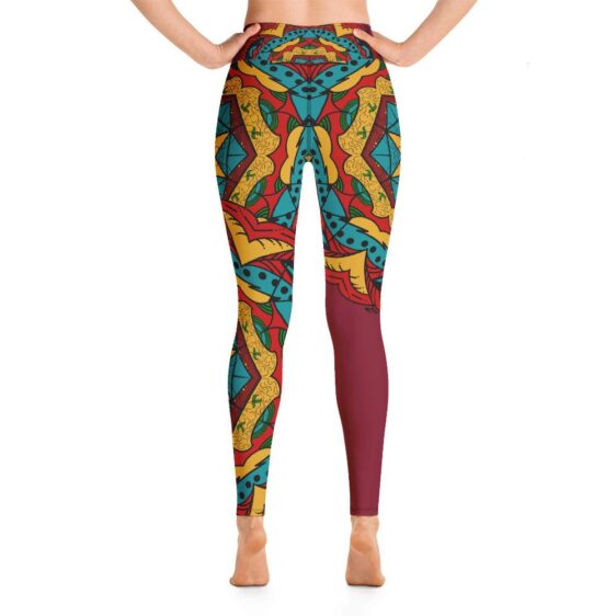 High Waist Red Artistic Mandala Design Yoga Pants Leggings - Yoga Leggings - Chakra Galaxy