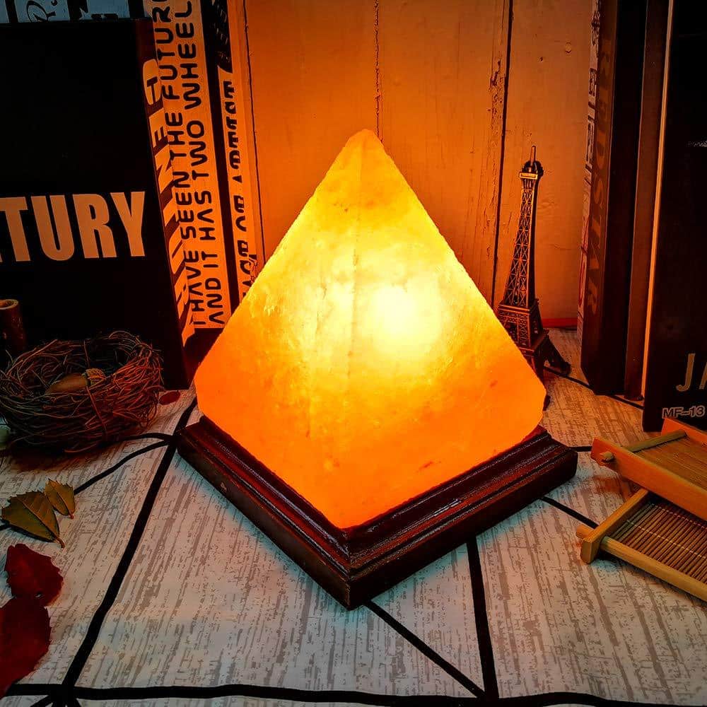 Himalayan Natural Crystal Pink Salt Pyramid Warm Light Lamp - Himalayan Salt Lamp - Chakra Galaxy