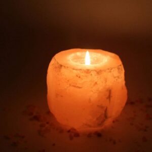 Himalayan Pink Salt Lamp Natural Crystal Tea Light Candle Holder - - Chakra Galaxy