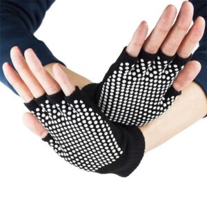 Incomparable Pitch Black with White Silica Gels Cotton Yoga Gloves - Yoga Gloves - Chakra Galaxy