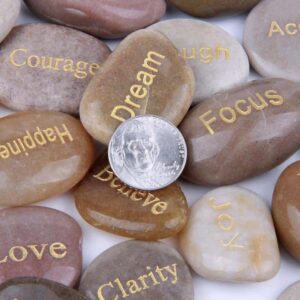 Inspirational River Stones 25 PCS Set Carved Tumbled Chakra Reiki Healing - Chakra Stones - Chakra Galaxy