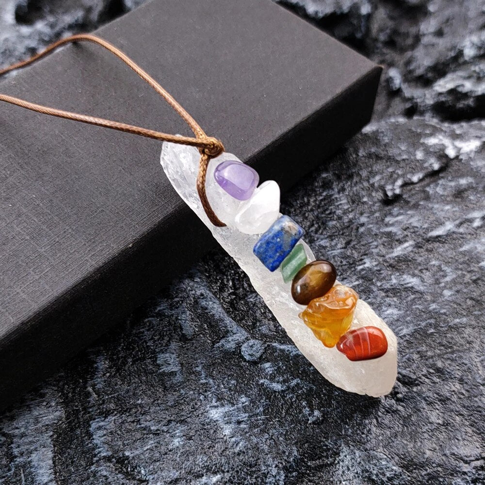 Selenite Chakra Necklace - Rainbow Selenite Necklace - Chakra Pendant –  Sorenity Rocks Malibu