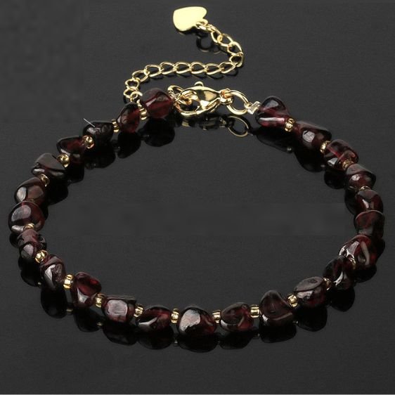 Irregular Garnet Natural Gem Stone With Extended Chain Charm Bracelet - Charm Bracelets - Chakra Galaxy
