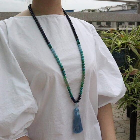 Lapis Lazuli & Aventurine Japamala 108 Beads Prayer Necklace 8mm - Chakra Necklace - Chakra Galaxy